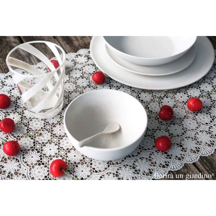 White vinyl waterproof soft placemat floral decoration 36 x 53 cm
