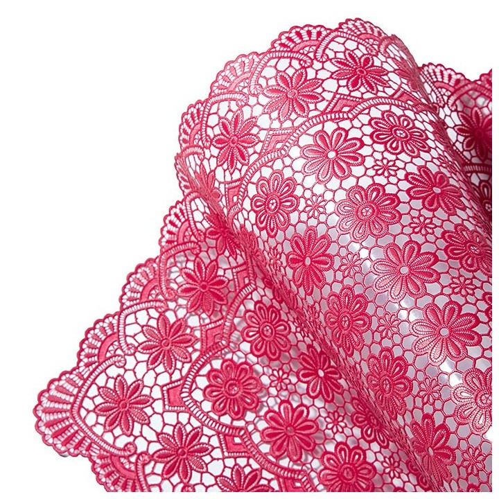 Set americain plein vinyle cerise decoration florale 30 x 46 cm