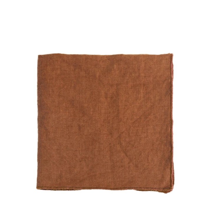Serviette 100%lin couleur rouille avec borde rouille 40x40 cm