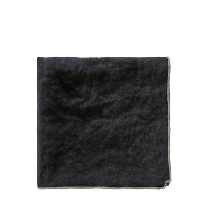 Tovagliolo 100%lino nero bordo naturale 245g/m2 40 x 40 cm