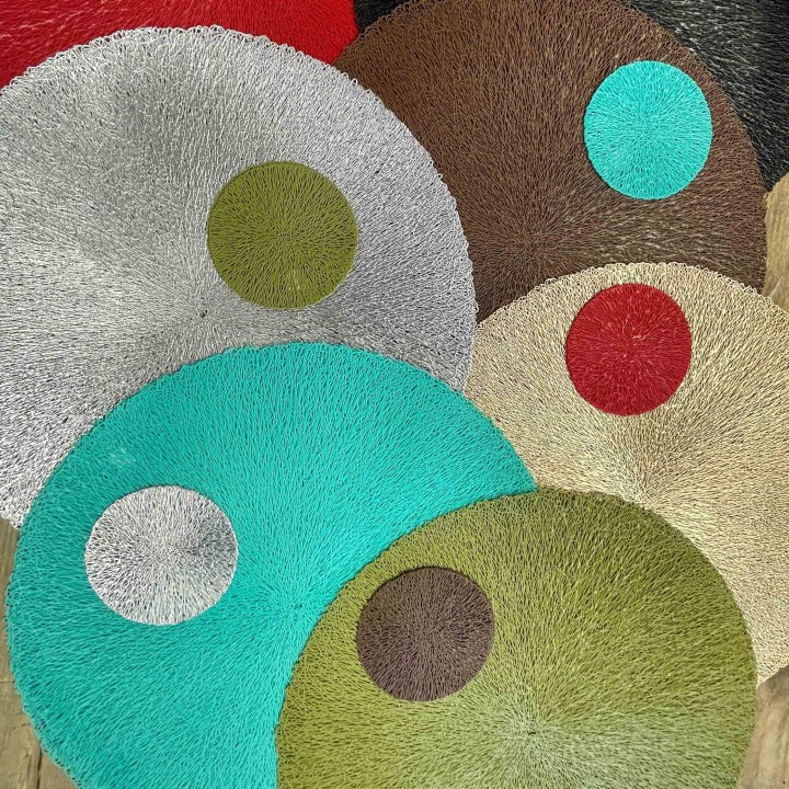 Silver interwoven pvc coaster d10cm