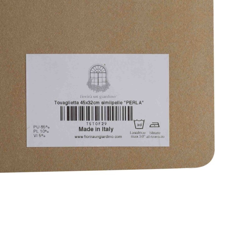 Set de table en faux cuir couleur perle 32 x 45 cm