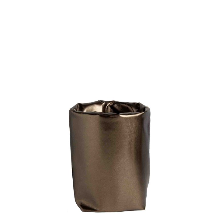 Glacette en faux cuir couleur laiton 10 x 10 x h17 cm