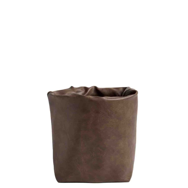 Glacette magnum en faux cuir marron vintage 12 x 12 x h17 cm