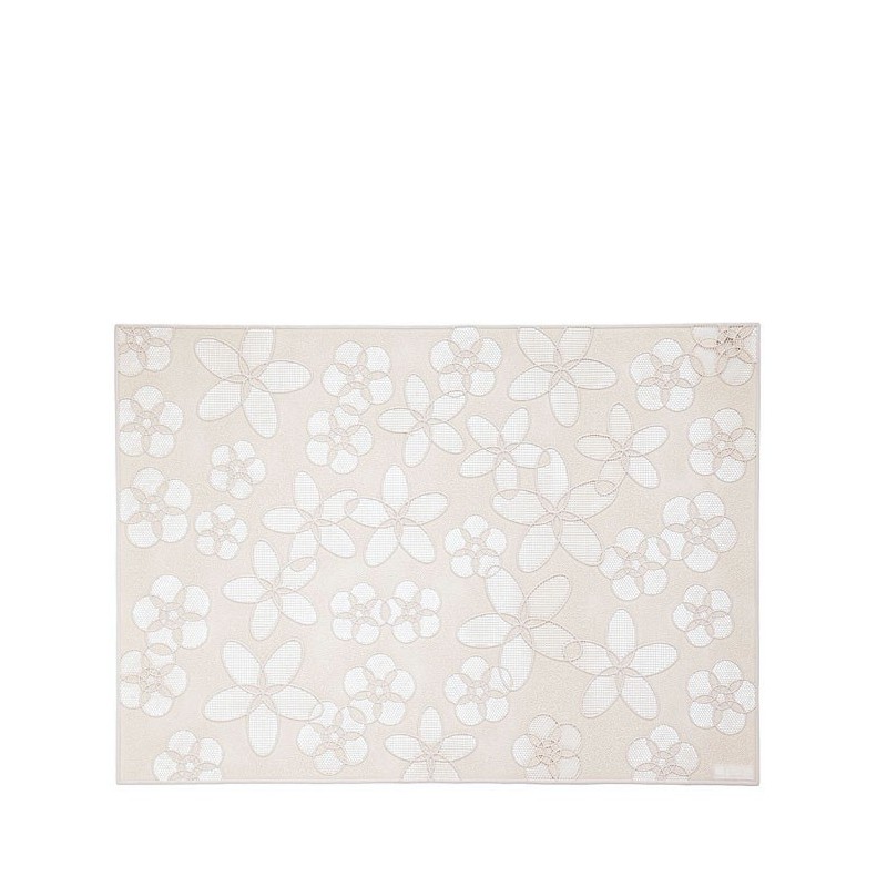 Set de table en plastique creme avec fleurs percees 35 x 48 cm