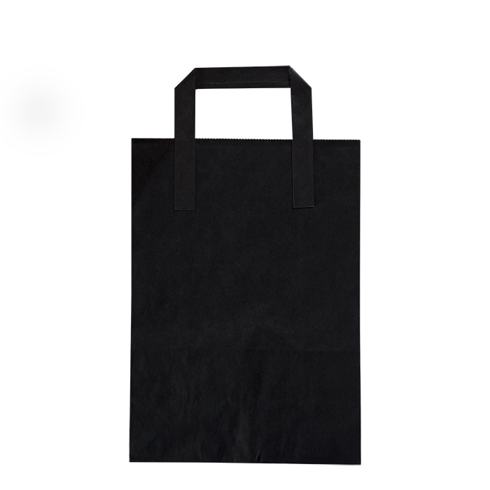 Bag Tek Rectangle Black Paper Take Out Bag - with Handles - 11