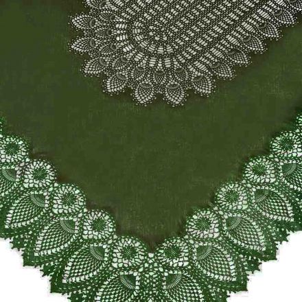 Dark green vinyl lace waterproof tablecloth 150 x 264 cm