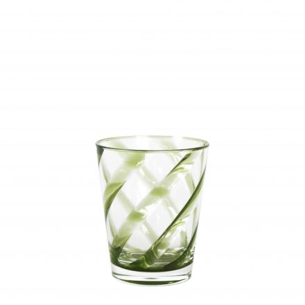 Bicchiere metacrilato spirale verde trasp. d9 h11 cm
