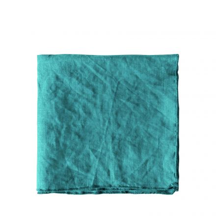 Serviette turquoise avec bord turquoise en 100% lin 40x40 cm