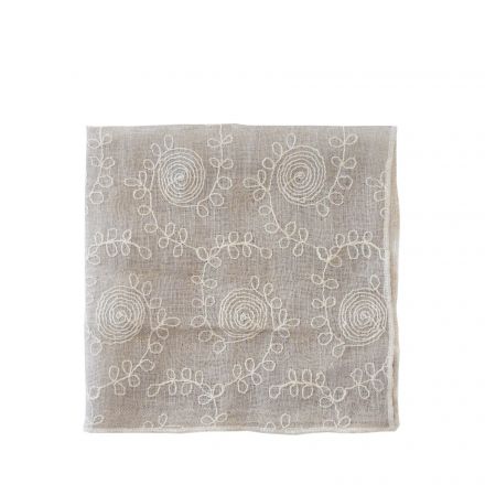 Natural gauze 100% linen napkin with cream decoration 40x40 cm